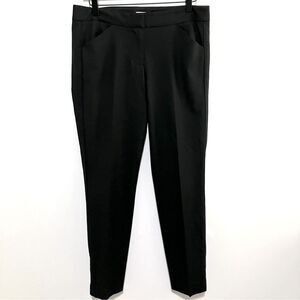 J. Crew Dress Pants Women Size 6 Black Wool Flat Front Navy Stripe